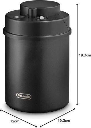 Контейнер для кави De'Longhi DLSC071 – 1,5 л, ручне закриття, чорний, з нержавіючої сталі