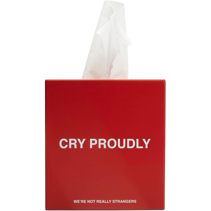 We're Not Really Strangers Cosmetic Tissue Holder Proudly, Square, Red, 13 x 13 x 14 cm, Stylish and Functional Design
