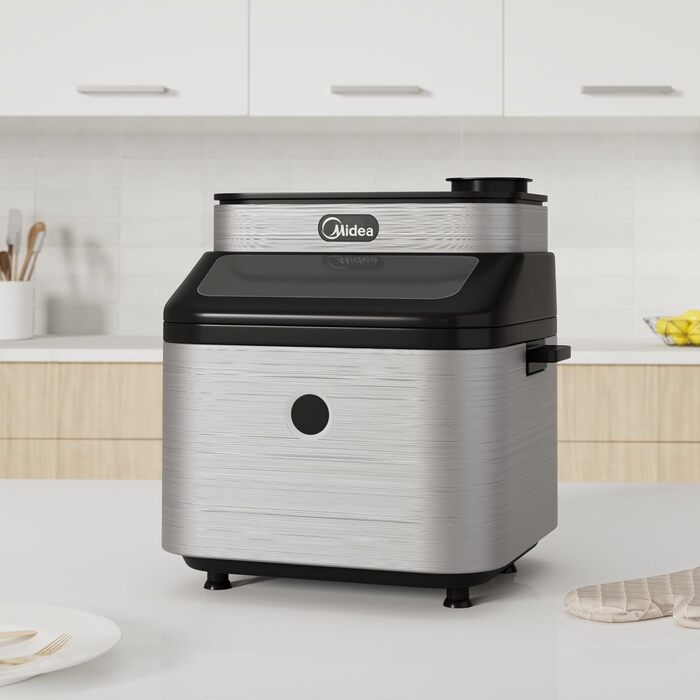 Фритюрниця Midea DualTaste 7 л з оглядовим вікном, аерофритюрниця XXL, 8 програм, випікання, гриль, розморожування, таймер 12 годин, 40-200°C, 1650 Вт, знімна чаша, модель MF-CY75AB