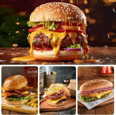 Пресс для бургерів та гамбургерів з алюмінію з антипригарним покриттям та 100 шт. паперу для випікання