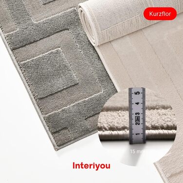 Килим Interiyou для вітальні/спальні/дитячої Cannes, 120x170 см, кремовий, короткий ворс, скандинавський бохо-стиль, геометричний малюнок