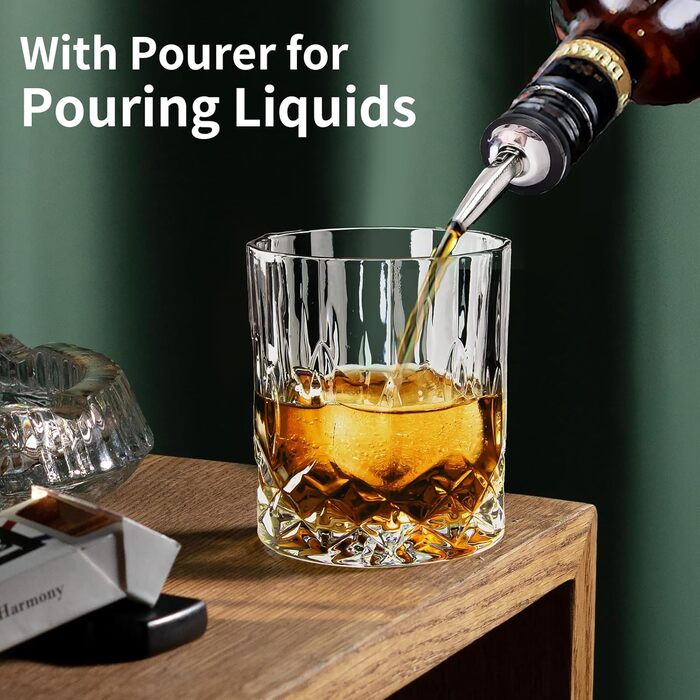 Набір склянок для віскі (6 шт.), 300 мл, кришталь, для віскі, бурбону, бренді, рому, коктейлів, дім, бар, вечірка