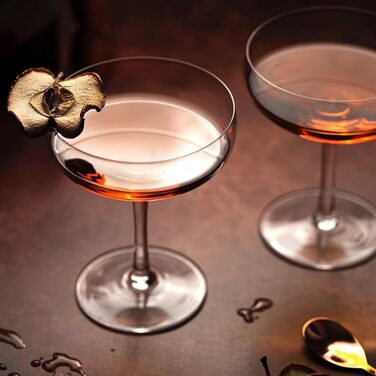 Vemacity Elegant Espresso Martini Glasses 4-Piece Set | Handcrafted Cocktail Glasses Set | Ideal Champagne Bowls and Champagne Glasses | Elegant Coupe for Margaritas & Cocktails | Martini Glasses