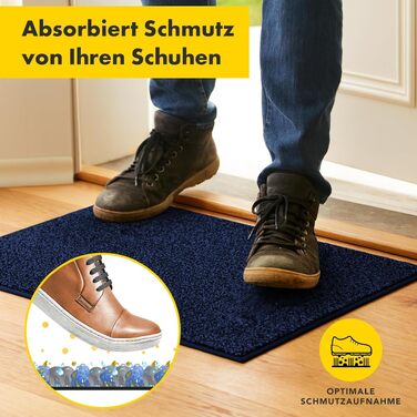 Килимок для взуття Floordirekt антиковзний 50x80 см темно-синій, машинне прання, для дому та коридору, для собак та домашніх тварин