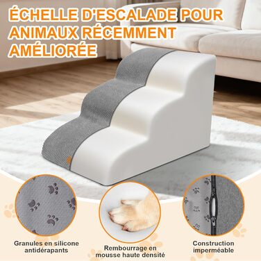 Східці для собак Masthome: 4 сходинки, знімний та пральний чохол, протиковзкі, для ліжка/софи (сірий)
