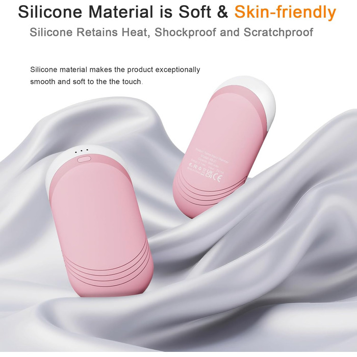 Електричні грілки для рук Karecel 2 шт., акумуляторні, з силікону, 6000mAh, рожеві