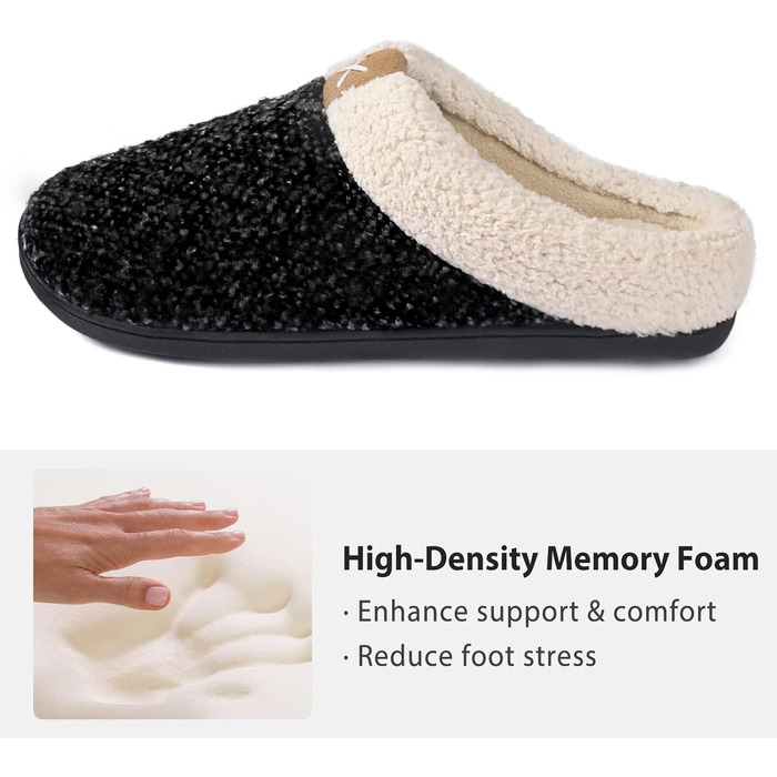 Чоловічі тапочки ULTRAIDEAS з плюшем, теплі зимові тапочки з ворсистим підкладкою, зручні тапочки з піною Memory Foam, антиковзка гумова підошва, для дому та вулиці, розмір 42/43 EU, темно-сірий