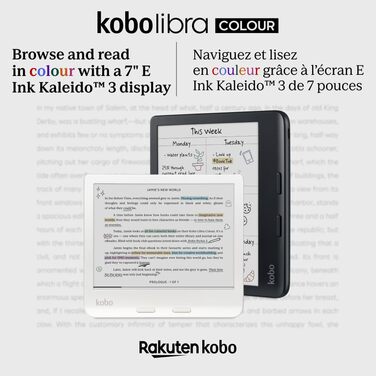 Kobo Libra Color: eReader з 7-дюймовим кольоровим екраном E Ink Kaleido™ 3, водостійкий, з підтримкою аудіокниг, білий