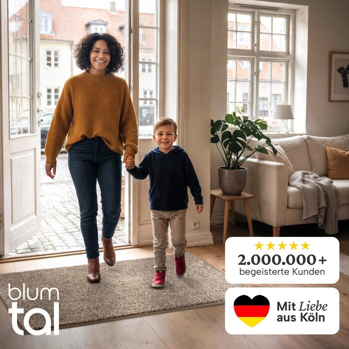 Килимок вхідний Blumtal 50x80 см, мікрофібра, протиковзний вологостійкий килим для бруду бежевий