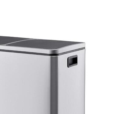 Сміттєвий відер SVITA TM2X24 для сортування сміття, 48 літрів, з кришкою та демпфером, нержавіюча сталь, сріблястий