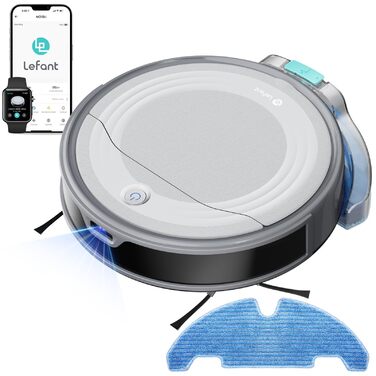 Робот-пилосос LEFANT M310 Ultra з функцією миття підлоги, сірий. Anti-Tangle, точне уникнення перешкод, керування через додаток та Alexa. Для тварин, килимів.
