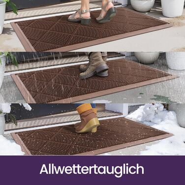 Килимок для дому та вулиці DEXI, 43x90 см, коричневий, водонепроникний, з антиковзким покриттям