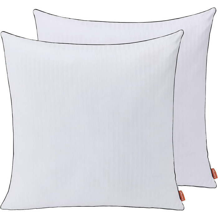 Sweetnight Pillow 80x80 2-Pack, 1300g Microfiber Pillow, Soft and Supportive Neck Pillow for All Sleeping Positions, Breathable 100% Cotton Cover, Öko-Tex Certified White 80 x 80 cm 2-Pack Striped Design 2