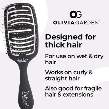 Щітка для волосся Olivia Garden iDetangle для густого волосся, Paddle, Memory Flex, для щоденного розчісування