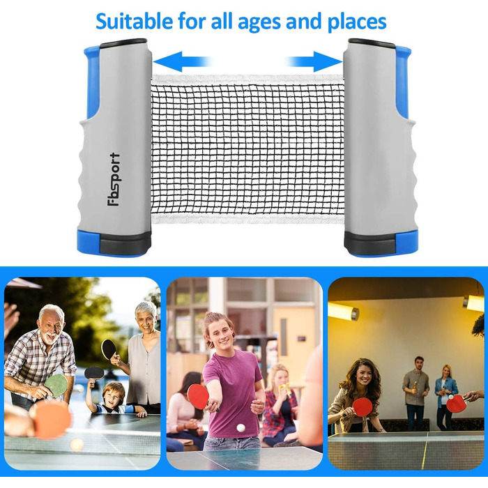 FBSPORT Набір для пінг-понгу Професійний: стіл, 2 ракетки, сітка, 6 м'ячів, сумка. Підходить для гри в приміщенні та на вулиці.
