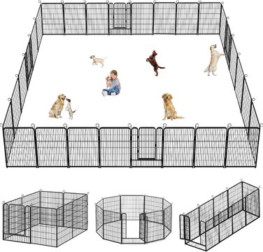 Металевий вольєр для собак, загон для собак на вулицю, вольєр для цуценят, міцний, для внутрішнього та зовнішнього використання, 38 панелей, 81,3 x 101,6 см