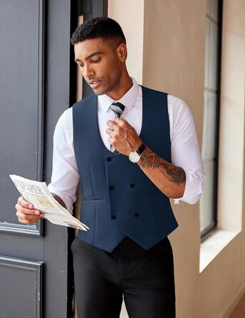 COOFANDY: Дворядний піджак з V-подібним вирізом (S, Синій)