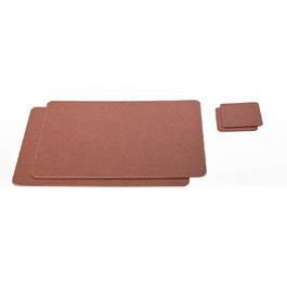 Placemats and Coasters made of Recycled Leather - Table Sets, 2 Placemats, Placemats 40x30 cm and Coasters 10x10 cm (Dirty Brown)