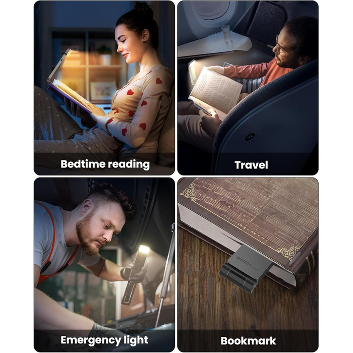 LED кріпильна лампа для читання Tyreses, акумуляторна, USB, 3 кольори, регулювання яскравості, для книг, дітей, зеленого/сірого кольору