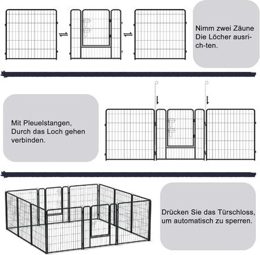 Вольєр для цуценят/маленьких собак 80x65 см, розкладний, з дверима та ґрунтовими анкерами, для внутрішнього/зовнішнього використання, вологостійкий