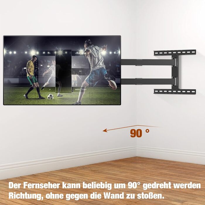 Настінний кріплення для телевізора з довгим шарнірним кріпленням, нахилом, поворотом та обертанням, висувним, для LCD/LED/OLED телевізорів 32-80 дюймів, 50 кг, VESA 600x400 мм