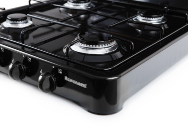 Газова плита Ravanson K-04TB на 4 конфорки, чорна