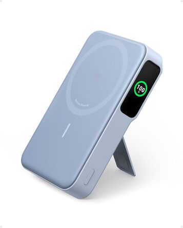 Powerbank Anker MagGo: 10000mAh, Qi2, 15W, MagSafe, USB-C, з дисплеєм та підставкою (Синій)