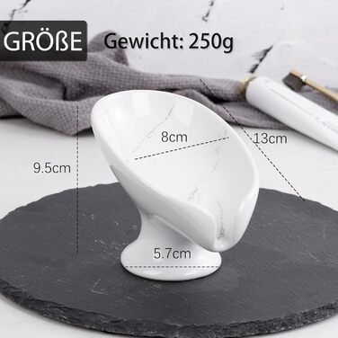 Керамічна мильниця Umlaca, мильниця для душу, підставка для мила, самозливна, листяна форма, вінтаж, для кухні, ванної кімнати, душа, білий мармур, сірий мармур