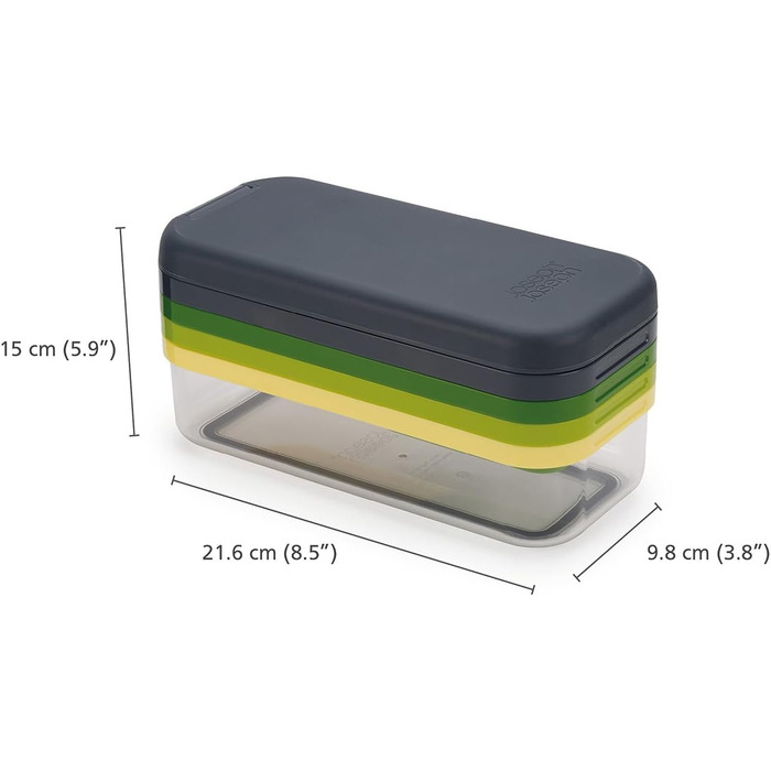 Набір Joseph Joseph Multi-Prep Compact 4-в-1: овочевий тертак, шинкер для цибулі, нарізчик для картоплі фрі, тертак для сиру, нарізчик Julienne з контейнером