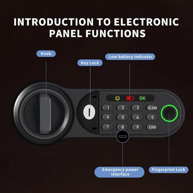 Сейф для дому з біометричним сканером відбитків пальців HSGCJS, 31 л, з паролем та клавіатурою, чорний