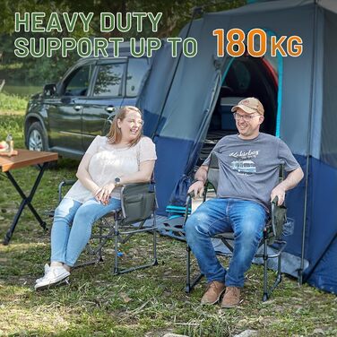 Крісло для кемпінгу Timber Ridge, складне, сіре (2 шт.) - вантажопідйомність 180 кг, з бічним столиком та кишенею