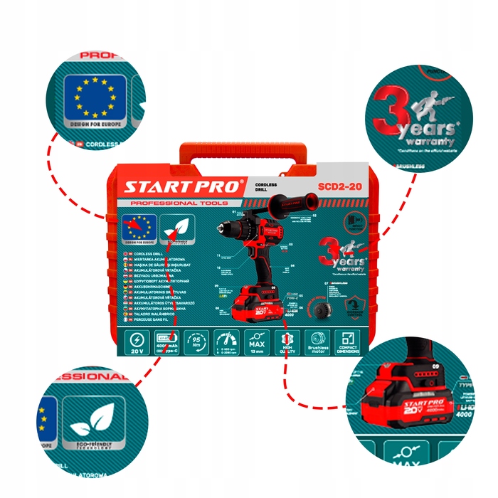 Акумуляторний шуруповерт StartPro 20 V SCD2-20