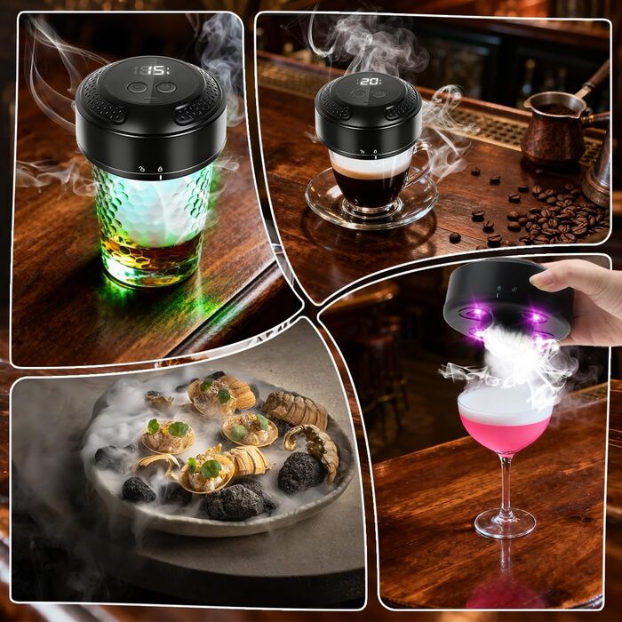 Електричний набір для приготування коктейлів з копченням, 6 смаків, дерев'яні тріски, ретро-сито для напоїв. Подарунок на ювілей, день народження, Різдво для чоловіків, батька.