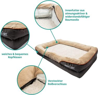 Ортопедичне ліжко для собак Emmi-pet - Ergonomisches Hundesofa для великих собак, 120x85x25 см. Зручне, м'яке, з антиковзаючою поверхнею, дихаюче, з регульованою формою. XXL (120x85 см)