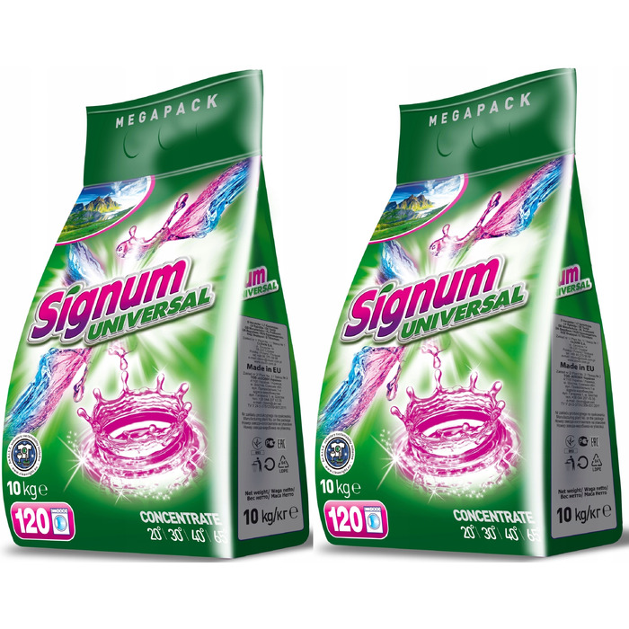 Пральний порошок Signum UNIVERSAL / Білий Clovin, 10 кг, 120 прань, 2в1