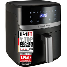 Фритюрниця Russell Hobbs Rapid AirFryer XL 5.5 л SatisFry – без олії, 9 програм, TouchScreen, чорний/сріблястий