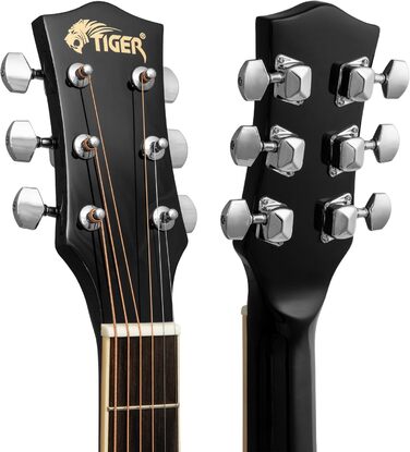 Акустична гітара TIGER ACG1-BK з металевими струнами, чорна, з повною верхньою часткою, для початківців