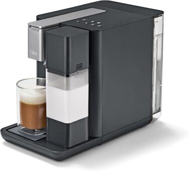Tchibo Qbo MILK MASTER Premium Capsule Machine for Cappuccino, Espresso, Caffè Crema, Caffè Grande, Milk Foam at the touch of a button with a detachable 300ml milk tank, with automatic shut-off, Gentle Grey