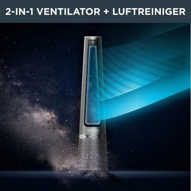 Вентилятор-повітроочисник Rowenta Eclipse QU5030 2-в-1 | Повітряний фільтр, 12 швидкостей, таймер, пульт керування, антрацит