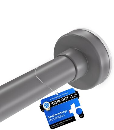 Штанга для душу без свердління 90-160 см, Ø 25 мм, телескопічна штанга з кріпленнями - для ванної, душу та перегородки, 1 шт. (70-120 см [1 шт.], сіра)