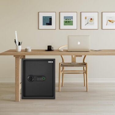 Сейф для дому з біометричним сканером відбитків пальців HSGCJS, 31 л, з паролем та клавіатурою, чорний