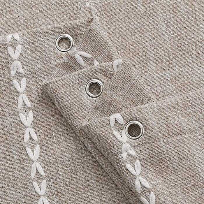 Штора для ванни в стилі Бохо, штучний льон з вишивкою, бежева, текстильна