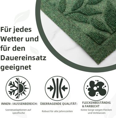 Килимок для дому та вулиці з антиковзаючою основою, 45x75 см, зелений