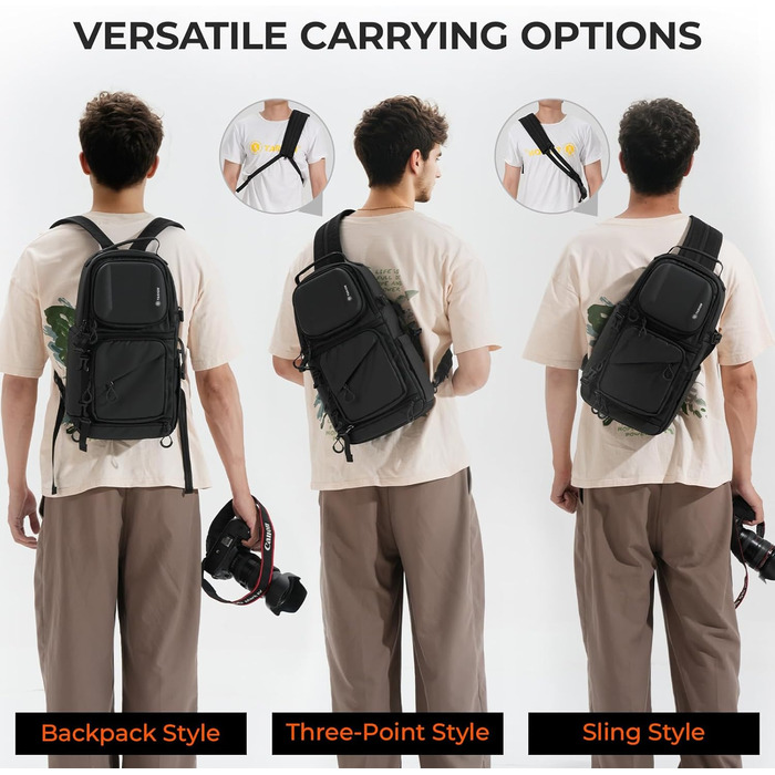 Чохол для камери Tarion: водонепроникна сумка-слінг для фотоапарата DSLR/SLR з дощеміцким чохлом, чорна