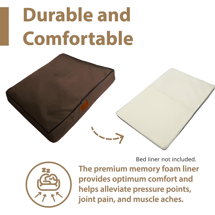 Ортопедичне ліжко для собак Ellie-Bo з Memory Foam, чорне, вологостійке, для клітки 76 см, розмір M (M - 71 x 48 x 6 см), коричневе, вологостійке