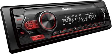 Автомагнітола Pioneer MVH-S220DAB 1-DIN з RDS, DAB+, USB, підтримкою Android та iPhone, червона