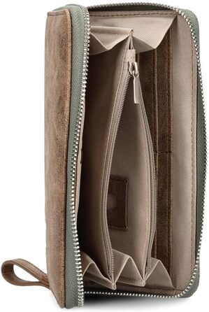 Two large women's wallets/purses O.Wallet OW2 brown vintage-style wallet, wallet with all-around zipper, 15 card slots, 2 bill compartments, coin pocket & viewing window