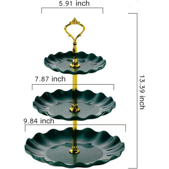 Підставка для тістечок Wagoodter 3 яруси, зелена - для вечірок, днів народжень, чаювання
