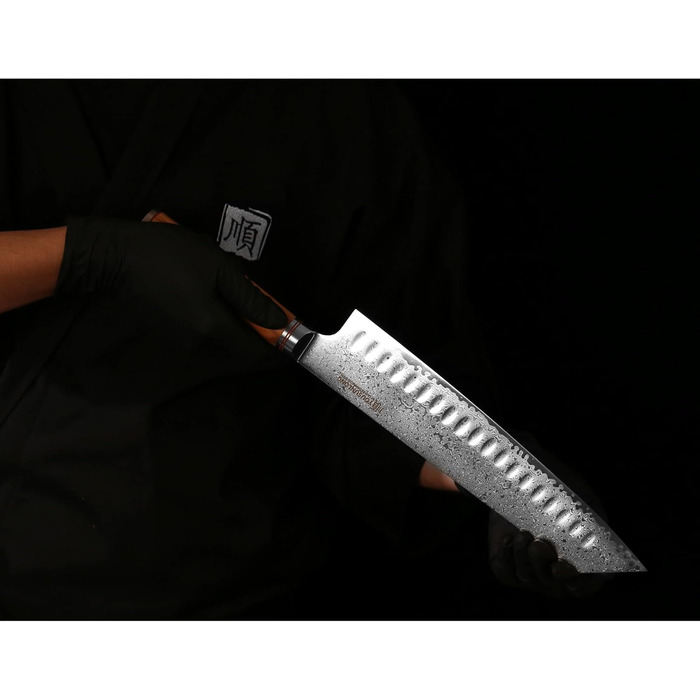 Японський ніж YOUSUNLONG Pro Gyuto 255мм з дамаської сталі - професійний кухонний ніж з дерев'яною ручкою та шкіряною піхвою