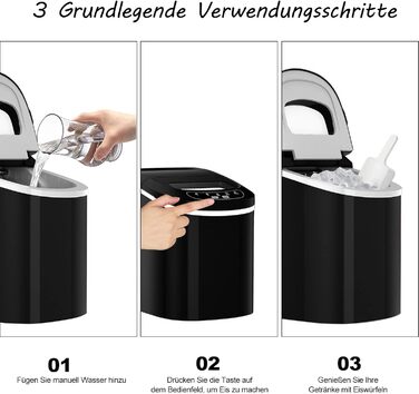 Машина для приготування льоду RELAX4LIFE - Ice Maker для дому та офісу, чорний. Швидке приготування, 2 розміри кубиків льоду, 12 кг/24 год, 2.2 л резервуар для води